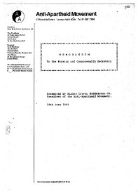 AAM memorandum arguing that British and US policies were the main obstacles to effective international action against apartheid.
