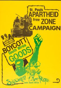 Poster about apartheid free St Pauls in Bristol